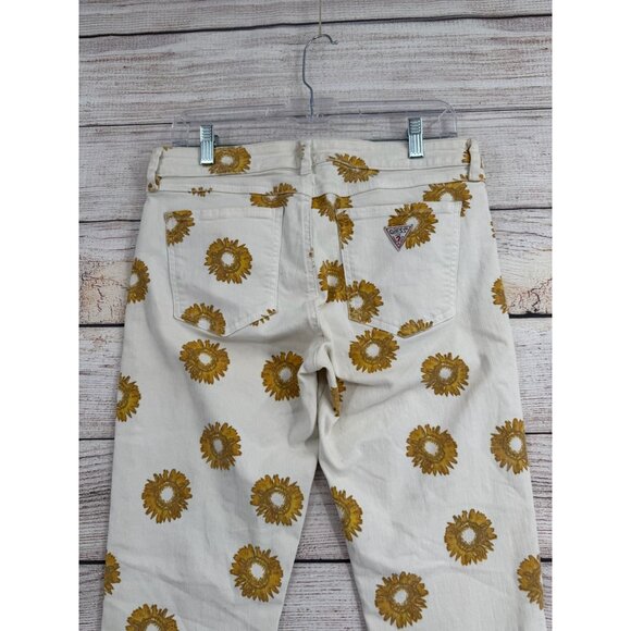 Guess 30th Anniversary Sunflower Print‎ Jeans Women's Size 30 White NEW - Picture 4 of 15